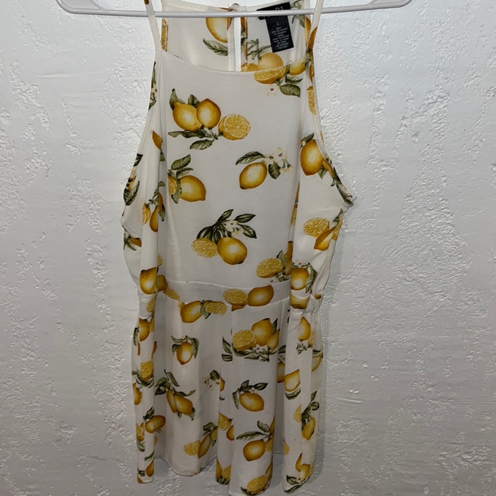 White romper with lemon print